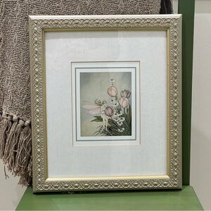 Vintage Fairy and Flowers Art Print – Framed Botanical Illustration